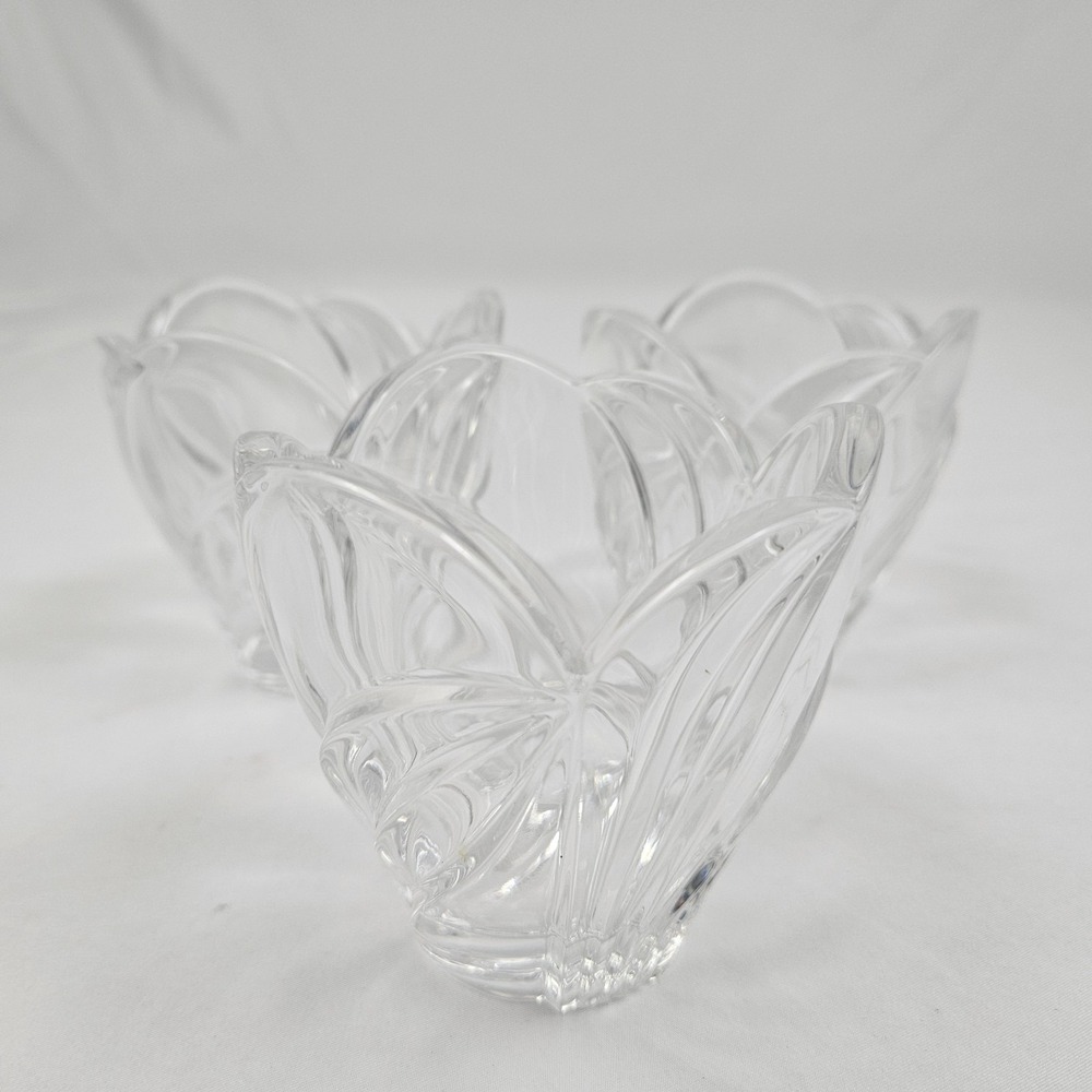 Lenox Crystal Votive Holders Artic Bloom Clear Glass Set Of 3
